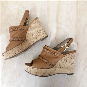 Chloe leather cork wedge heel sandals Sz 37
